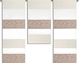 Experience by Omega 3er Set Miniflächen 4er Set Scheibengardine Küchengardine Tunnelzug Bistrogardine Größe 3 x 30 x 80/60/80 cm, Farbe 2280 13 - Weiß/Beige