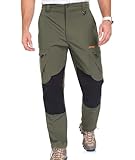 Elainone Wanderhose Herren Outdoor Hosen Stretch Trekkinghose Arbeitshosen Männer Mit 5 Taschen für Viele Outdoor-Aktivitäten Forest Green L