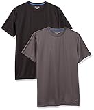 Amazon Essentials Herren Active Performance T-Shirt aus Tech-Stretch (Erhältlich In Big & Tall), 2er-Pack, Dunkelgrau/Schwarz, XXL