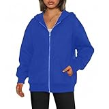 Cowyams Sweatjacke Damen Langarm Warm Sweatshirt Freizeit Outwear Herbst Winter Kapuzenjacke Sport Style Sportjacke Mit Kapuze Reißverschluss Fleece Oversize Zipper Hoodie Blouson Mantel.