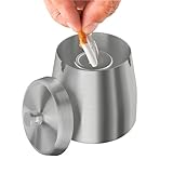 AwmnSrman Aschenbecher für Draussen Aschenbecher Mit Deckel Edelstahl Windproof Abnehmbarer Aschenbecher für Einfache Reinigung Rutschfester Esstisch Aschenbecher Silber Φ9 x H9 cm