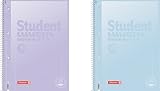 BRUNNEN Collegeblock Premium Student „Pastell 2“ | A4, Lineatur 27, 80 Blatt, pastellblau/pastelllila
