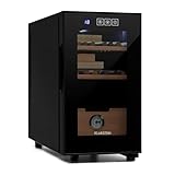 Klarstein El Presidente Zigarren-Humidor - thermoelektrisch, Glastür, freistehend, Einschübe und Schublade aus Zedernholz, Hygrometer, LED-Innenbeleuchtung, 23 Liter, schwarz