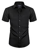 siliteelon Herrenhemd Schwarz Regular Fit Kurzarm Herrenhemden Freizeithemd Regular Business Hemd Elastiscer Hemd