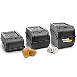 Novaliv Kartoffel Aufbewahrungsboxen Set | 3,5L + 5L + 9L | ANTHRAZIT GRAU | Kartoffelboxen | Gemüseboxen stapelbar Zwiebelboxen Kartoffelkörbe Obstbehälter Kartoffelkisten Frischhaltedosen