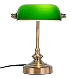 FIRVRE Schreibtischlampe Retro Klein, Bankerlampe Grüin mit Kabel Schalter, Klassische Bronze Finish, G9 Base, Vintage Tischlampe für Büro Bibliothek Studierzimmer Arbeitszimmer Schlafzimmer