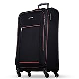 NOWI Sevilla Weichschalen Trolley XL – Großer Stoff Koffer 76L mit 4 Doppelrollen & Zahlenschloss | XXL Reisekoffer für Damen & Herren (Schwarz-Rot, XL)