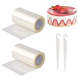 Tortenrandfolie,Acetat Foile,Tortenrandfolie Wiederverwendbar,Tortenfolie Transparent,Transparent Tortenfolie Rolle,Torten Folie,Acetat Folie Kuchen,Torten Folienrand (2 Roll (20cmx 5m))