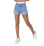 Nina Carter P202 Damen-Shorts Mittlere Taille Kurze Jeanshose Denim Shorts Used Look Sommershort (DE/NL/SE/PL, Alphanumerisch, M, Regular, Regular, Hellblau (P202-6))