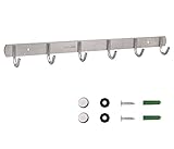 MaoXinTek Hakenleiste Kleiderhaken mit 6 Haken, Rostfreiem Garderobenhaken Edelstahl Wand-Garderobe Platzsparende Garderobenleiste für Schlafzimmer Schrank Badezimmer Küche, 43cm