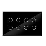 Persistence WIFI Smart Touch Licht Wandschalter Unterbrecher Glasscheibe 8 Gang Tuya Smart Life für Home Einfach zu Bedienen Schwarz