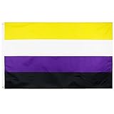 MOGADEE® Nonbinary Flag, 90x150cm Non Binary Flagge, Non-binary Pride Flag, Nonbinary Gay Flagge geeignet für Indoor und Outdoor LGBTQ Events, Paraden und Dekorationen