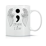 Moonai I'm Here & I Stay Angle Wings Black Logo Klassische Keramik-Kaffeetasse Weiß Schwarz Rosa Magisch 330ml