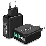 [2er Pack] USB C Ladegerät, 55W 5-Port PD Schnellladegerät, 2 USB-C+3USB-A Multiport Stecker, USB Typ C Adapter Netzteil Würfel für iPhone 15/14/13/12/11/Pro Max/XS/XR, iPad, Switch, Samsung, Tablet