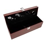 ARTSEWPLY PU Weinflaschen tragetasche Einzeln mit Elegantem Rotwein aufbewahrungskoffer Tragbar Braune Leder weingeschenkbox für Unterwegs als Stilvolles Geschenk für Weinliebhaber und