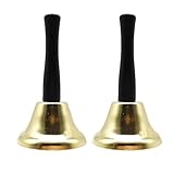 Handglocke Hand Glocke: 2 Stück Tischglocke Gold Klarer Klang, Bell Schiffsglocke Kuhglocke Resturant Service Glocke 6,5 cm für Weihnachtsdekorationen Hochzeit Abendessen Schule