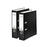 Original Falken 2er Pack PP-Color Ordner. Made in Germany. 8 cm breit DIN A4 Schwarz Vegan Kunststoff-Ordner Ringordner Aktenordner Briefordner Büroordner Plastikordner Schlitzordner