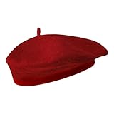 HIOQFR Klassische Baskenmütze Barett Mode Baskenmütze Damen Wolle Französische Mütze French Beret Franzosen Mütze Barrett Frauen Künstler Maler Hut Französischer Hut Moderne für Sommer Winter-Weinrot