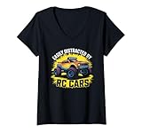 Damen Leicht abgelenkt durch RC Cars Racing T-Shirt mit V-Ausschnitt