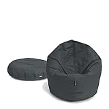 BuBiBag Sitzsack für Kinder und Jugendliche Kinder, Sitzkissen oder als Gaming Sitzsack, geliefert mit Füllung (70 cm Durchmesser, Anthrazit)