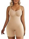 SHAPERX Shapewear für Damen Figurformender Body Shaper Bauchweg Formende Bodys Abnehmen Shaping Bodysuit, UK-SZ5218-Beige-L/XL