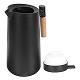 OUNONA Nordic Style Thermokanne mit Glasinnenteil und Holzgriff Isolierte Kanne für Büro Langlebig Hitzebeständig Hochwertigen Materialien Gefertigt