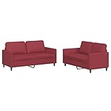 2-TLG. Futon Sofagarnitur in Weinrot - Modernes Kunstleder für Wohnzimmer & kleine Räume - Bequem & pflegeleicht mit inkl. Kissen