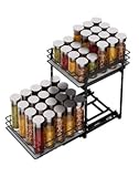 logei Gewürzregal Ausziehbar，2 Etagen Gewürzregale Schrank Organizer Küche， küchenschrank organizer Ausziehbar，Spice Rack Höhenverstellbar Stehend Arbeitsplatte Gewürzregal für Küchenschränke