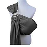 Baby Tragetuch Ring Sling Babytragetücher ohne Knoten Babytrage für Neugeborene ab Geburt Kleinkind Baby Wrap (grau)