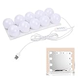 Jinlaili 10 LED Spiegelleuchte mit 3 Farbe, Hollywood-Stil Dimmbar Schminklicht, Schminktisch Leuchte, Makeup Lampe, Make Up Licht, Schminkleuchte, Spiegellampe für Kosmetikspiegel, Badzimmer Spiegel