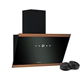 Klarstein FlashLine 60 Dunstabzugshaube - 60 cm Abzugshaube, Touchscreen, 524 m³/h, A++ Energieeffizienz, LED-Beleuchtung, Leise 34,5 dB, Schwarz & Kupfer, Abluft & Umluft