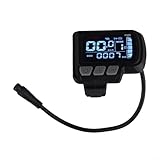 Zilimontt Elektrofahrrad LCD Display, 24V 36V 48V E-Bike Display Meter Bedienfeld mit 6 Pins Wasserdichtes Schnittstellenkabel, Schwarz, für Lenker ca. Φ22.2mm/Φ0.87 Zoll