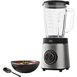 AEG TB6-1-6ST Standmixer/Geschwindigkeitsanpassung/3 Programme/Smoothie/Crushed Ice/Pulsfunktion/Drehknopf + Tasten/6-Klingen Edelstahlmesser/1400W/1,75l Glaskrug Gebürster Stahl/Granit Grau