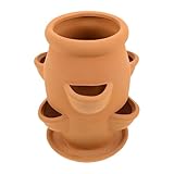 Erdbeer-Pflanztopf – vertikaler Terrakotta-Blumentopf, langlebiger Gartenbehälter, klassischer mit Tablett für Garten, Hof, Balkon, Terrasse, saisonale Dekoration, Heimgrün