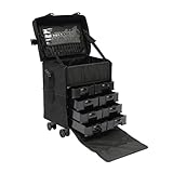 OUKANING Make-up Koffer mit Trolley, Multifunktionaler Schminkkoffer mit 8 Schubladen, abnehmbaren Rädern und stoßfestem Oxfordstoff, für Make-up Artist, Reise und Lagerung, 38x29x42cm
