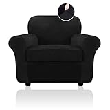 FestiCorp Sofabezug, Samt-Couchbezüge für Hunde, Stretch-Sofa-Schonbezüge, dicke Möbelbezüge für Haustiere, waschbarer Stuhlbezug, Sessel, Schwarz