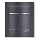 Metzler Unterputz Briefkasten DB 703 Eisenglimmer – Hochwertiger Einbaubriefkasten aus pulverbeschichtetem Stahl mit Lasergravur auf Edelstahl-Namensschild, flächenbündig, wetterfest, DIN A4