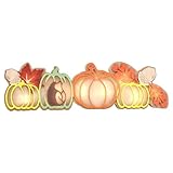 FZQBEY 3D Holz LED Kürbis Deko Stimmungsleuchten Herbstdeko Innen, Herbst Deko Beleuchtung Kürbis mit LED Licht, Fall Decor Kürbis Laterne Nachttischlampe für Thanksgiving Tischdeko (C)