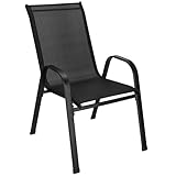 SPRINGOS Gartenstuhl Stapelbar Klappbar Metall Gartenmöbel Balkonstuhl Wetterfest Verstellbar Schwarz