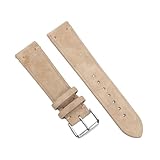 Angoily Beiges Cowhide Uhrenarmband Handgemacht Ersatzband mit Edelstahl Schnalle Passend für Damen Herren Sportuhr Armbanduhr Alltag