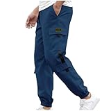 Dmmtot Cargohose für Herren, Leggins, Vintage-Design, Arbeitshose, Komfort, Techwear, mattschwarz, Joggerhose, entspannte Passform, Streetwear-Hose mit mehreren Taschen, vielseitige Größe S-3XL, blau