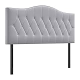 HOMCOM Kopfteil für Bett Polsterkopfteil Bett Kopf Rückenlehne Bettkopfteil in grau Pappel Samt Stoff 185 x 8 x 134 cm