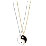 LALADEFIEE Pärchen Halsketten Tai Chi Anhänger Edelstahl Langlebig Romantisch Verstellbar Geschenk für Paare Valentinstag Schmuck Damen Herren