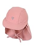 Sterntaler Schirmmütze Herz – UV-Schutz 50+ Baby Mütze mit Nackenschutz & Bindeband – Sonnenmütze mit Herzchen-Druck – Bademode für Schwimmbad und Strand, zartrosa, Größe 49