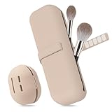 Travel Essentials Make Up Tasche Silikon, 1stk Make Up Pinsel Aufbewahrung und 1stk Beauty Blender Case, Leicht zu Reinigen, Weich und Tragbar, für Reisen (Khaki)