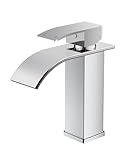 FORIOUS Wasserhahn Bad,Wasserfall Waschtischarmatur Einhandmischer Armatur Waschbecken mit Auslauf Höhe 110 MM,Wassersparend, Energiesparend,Chrom