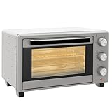 HOMCOM Minibackofen 21L mit 1 Drahtgestell und 1 Backblech 3 Kochmodi 100 °C-230 °C einstellbare Temperatur Miniofen 1400W Pizzaofen mit Grillrost Edelstahl Glas Silber