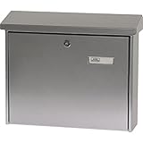 Burg Wächter Briefkasten, Mit Namensschild und Öffnungsstopp, A4 Einwurf-Format, Inkl. 2 Schlüsseln, Verzinkter Stahl, Journal 5867 Si, Silber