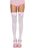 NebulaGlam Strümpfe mit Schleife, Bogen Strümpfe Frauen Undurchsichtig Oberschenkel Hohe Strümpfe über Knie Lange Rosa