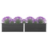 IKAYAA Hochbeet WPC Hochbeete Für Garten Grau 200 x 50 x 54 cm Hochbeet Groß Hochbeet Balkon Pflanzkübel Blumenkasten Balkon Pflanzgefäß Gartenbeet Blumenkasten Hochbeet Terrasse